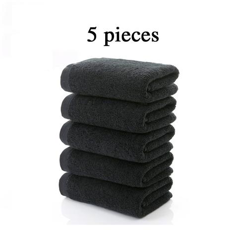 5 pièces 100% coton noir visage serviette pas de décoloration serviettes de bain grand hommes serviette de plage pour hôtel cadeau d'entreprise livraison directe disponible ► Photo 1/6