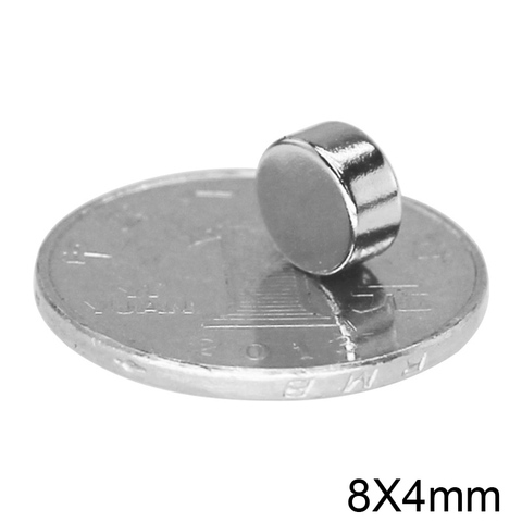 Aimant rond puissant en néodyme, disque magnétique Permanent 8x4mm 8x4mm en vrac, lot de 20 à 500 pièces ► Photo 1/6