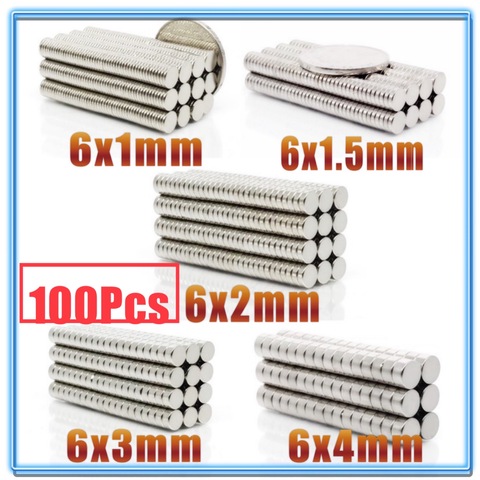 Mini aimants ronds N35 6x1 6x100 6x2 6x3 6x4mm en néodyme, lot de 1.5 pièces ► Photo 1/6