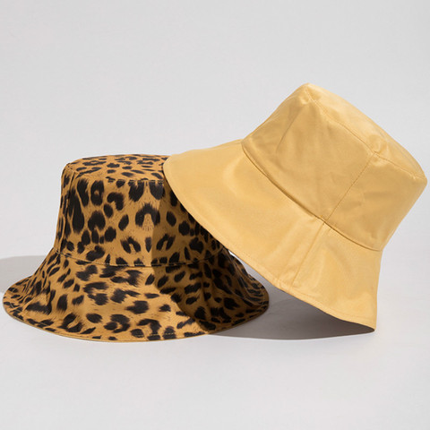 2022 deux côtés léopard noir seau chapeau pour femmes hommes réversible Panama soleil chapeau été dames plage soleil Protection pêcheur chapeaux ► Photo 1/6