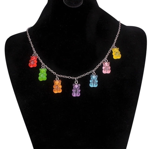 Colliers en chaîne ours de dessin animé Judy faits à la main, pendentifs de couleur bonbon pour femmes et filles, bijoux quotidiens, cadeaux de fête, 33 couleurs ► Photo 1/6