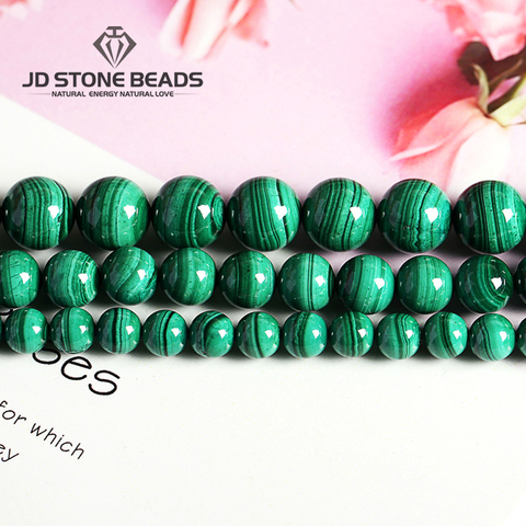 Perles Malachite naturelles vert foncé, tailles 4, 6, 8, 10mm, pierres semi-précieuses, accessoires pour la fabrication de bijoux ► Photo 1/6