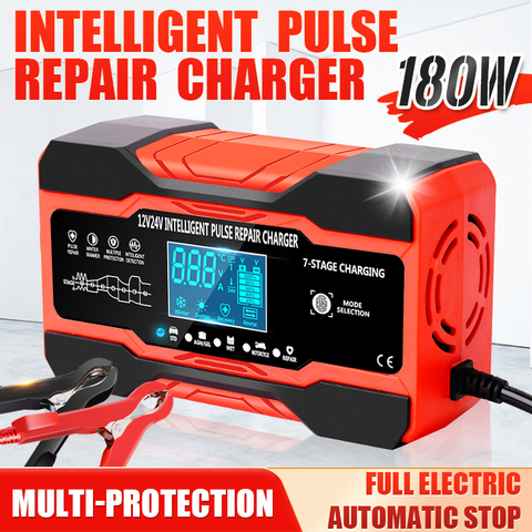 Chargeur Intelligent automatique de batterie de voiture, démarreur de réparation d'impulsions 12V 24V 180W AGM/GLE/EFB ► Photo 1/6