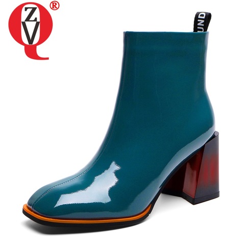 ZVQ – bottines de bureau en cuir véritable pour femme, chaussures d'hiver et d'automne à talons hauts de 6cm et bout carré, tailles 34 à 40, 2022 ► Photo 1/6