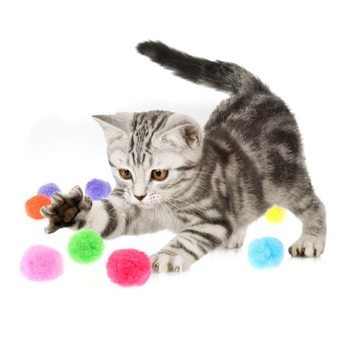 Chat coloré jouets balle en peluche laine drôle boules interactives jouets pour animaux de compagnie pour chaton Kitty en vrac Pack accessoires pour animaux de compagnie produit pour chats ► Photo 1/1