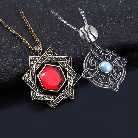 Collier en métal et cristal rouge, amulette de la sorcellerie foncée de saba, Cosplay, cadeau de bijoux ► Photo 1/6