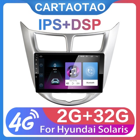 Autoradio Android 9.0, 4 go/64 go, DAB +, Gps, WIFI, usb, lecteur DVD, enregistreur, 2 din, pour voiture Hyundai Solaris, accent, Verna (2010, 2011 – 2016) ► Photo 1/6