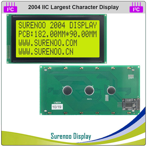 Module LCD série IIC / I2C / TWI 2004 204 20*4 avec le plus grand caractère, affichage jaune vert bleu avec rétro-éclairage pour Arduino ► Photo 1/1