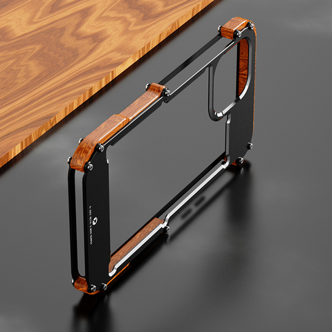 Coque antichoc en aluminium et bois pour iPhone, pour modèles 12 Pro Max 12 Mini 11 Pro S 2022X6 6s 7 8 Plus XR XS ► Photo 1/6