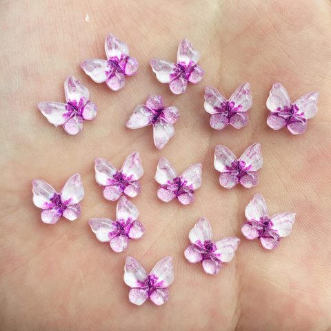 Papillons colorés 10mm, 40 pièces, ornements en strass à dos plat, en résine scintillante, bricolage, boutons pour carte de vœux de mariage, W731 ► Photo 1/2