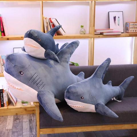 140cm géant grand drôle doux morsure requin en peluche peluche mignon Animal lecture oreiller apaiser coussin poupée cadeau pour enfants bébé ► Photo 1/6