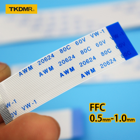 TKDRM – câble plat et flexible FFC FPC LCD, AWM 20624 80C 60V VW-1 FFC-0.5MM, connecteur 1MM 4 broches bleu 50-300MM ► Photo 1/6