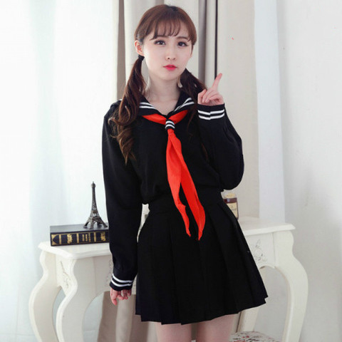 Femmes uniforme scolaire Cosplay Costumes collège étudiant JK marin japonais uniforme hauts + jupe + cravate vêtements scolaires ensembles S-3XL C30153AD ► Photo 1/6