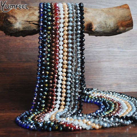 Yumfeel-collier de bijoux bohème pour femmes, cristal, verre noué à la main, 8mm, 11 couleurs, rouge, bleu et noir ► Photo 1/6