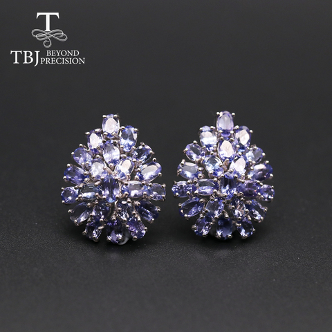 Grande boucle d'oreille ovale en pierre précieuse de Tanzanite bleue, en argent sterling 925, de luxe, 14 carats, 3x5mm ► Photo 1/6