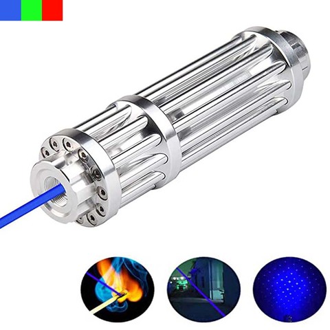 La plus puissante torche Laser bleue 450nm 10000m focalisable bleu pointeurs Laser lampe de poche brûler match bougie allumé cigarette ► Photo 1/6