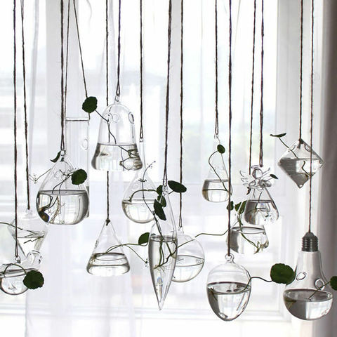 Jardinières à la maison en verre transparent fleur plante support suspendu Vase boule Terrarium conteneur pour jardin et décor à la maison ► Photo 1/6