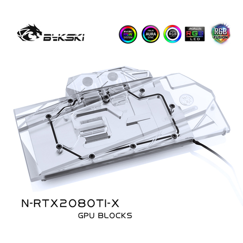 Bykski – bloc d'eau N-RTX2080Ti-X FR-N-RTX2080Ti-X, compatible avec NVIDIA GeForce RTX 2080Ti/2080, référence, couverture complète du GPU ► Photo 1/5