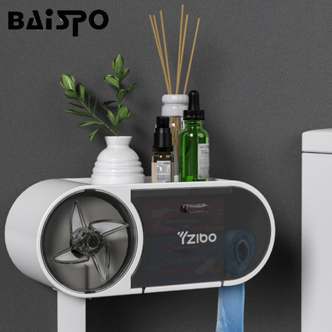 BAISPO Creative porte-papier hygiénique distributeur de salle de bain boîte de rangement porte-rouleau de toilette Portable en plastique étanche boîte à mouchoirs ► Photo 1/6