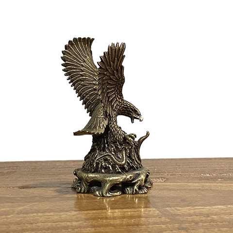 Statue d'aigle volante Antique en Bronze, ornements en cuivre massif, Figurines Miniatures en laiton, décorations pour la maison, le bureau, le thé et les animaux domestiques ► Photo 1/6