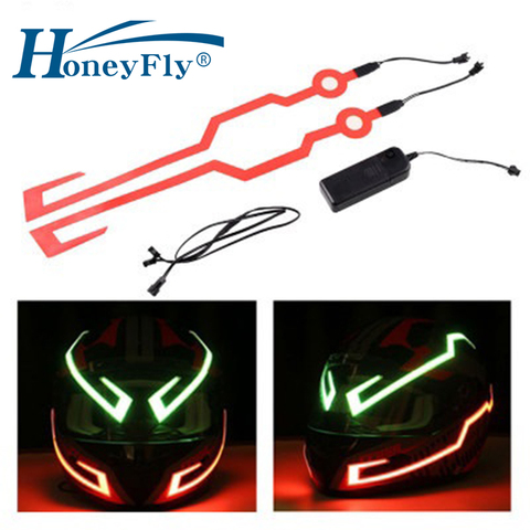 HoneyFly – une paire de casque LED pour moto, bande de signalisation de conduite étanche et clignotante, Kit Durable, lampe Cool à monter soi-même ► Photo 1/6
