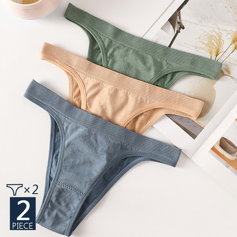 2 pièces/ensemble tongs culotte femmes G-String Sexy culotte femme caleçon coton gousset sous-vêtements Sexy Lingerie sans couture Bikini slips ► Photo 1/6