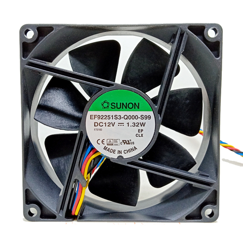 Sunon – ventilateur silencieux PWM pour boîtier d'ordinateur, contrôle de la température, nouveau modèle, EF92251S3-Q000-S99, 92mm, 9225, 12V, 1.32W ► Photo 1/4