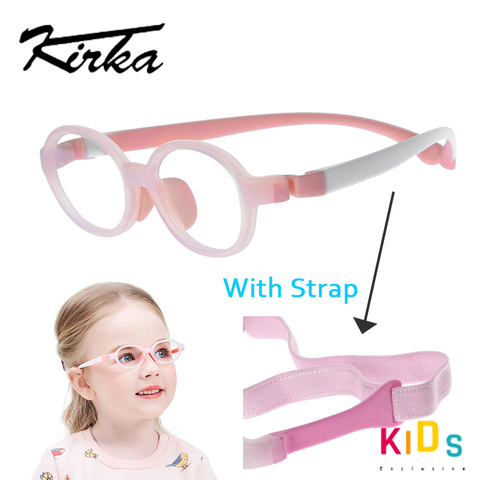 Kirka-lunettes optiques pour enfants TR90 flexibles en Silicone, verres en caoutchouc, rose unisexe ► Photo 1/6