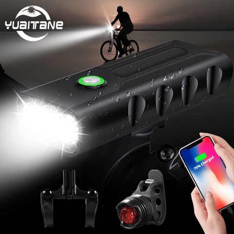 Lumière LED de vélo T6 L2, 10000mAh, lampe de poche 18650, lanterne de cyclisme, 5200MAH, support de phare USB, lampe avant de vélo ► Photo 1/6