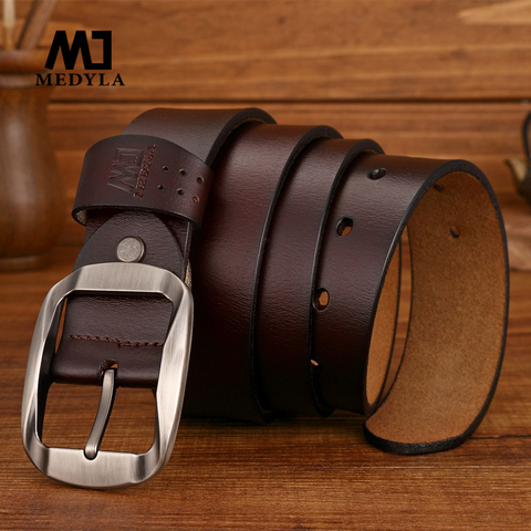 MEDYLA – ceinture en cuir de vache pour hommes, de haute qualité, décontractée, à la mode, cadeau, SM03-1 ► Photo 1/6