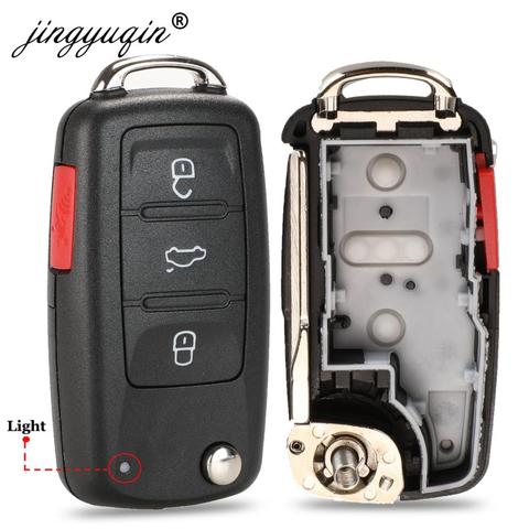 Jingyuqin-coque de clé télécommande à 4 boutons 020AD, 5K0837202AD, compatible avec VW Caddy Eos, Golf, Jetta, Beetle, Polo Up, Tiguan, Touran ► Photo 1/5