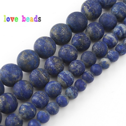 AAA – perles en pierre naturelle Lapis Lazuli, perles rondes, polies et mates, pour la fabrication de bijoux, bricolage, Bracelet, 15 pouces ► Photo 1/6