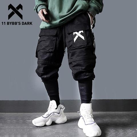 11 BYBB'S – Pantalon cargo noir à poches multiples pour homme, bas détachable, taille élastique, survêtement de jogging, style hip-hop et streetwear typique du quartier de Harajuku ► Photo 1/6