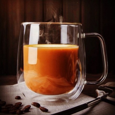 Tasse en verre à Double paroi résistant à la chaleur tasse à café à la main tasse à bière créative tasse à thé tasses en verre à whisky Drinkware ► Photo 1/5