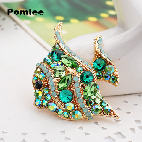 Pomlee – broche de poisson Tropical strass pour femme, manteau de fête, bijoux, accessoires de mode ► Photo 1/6