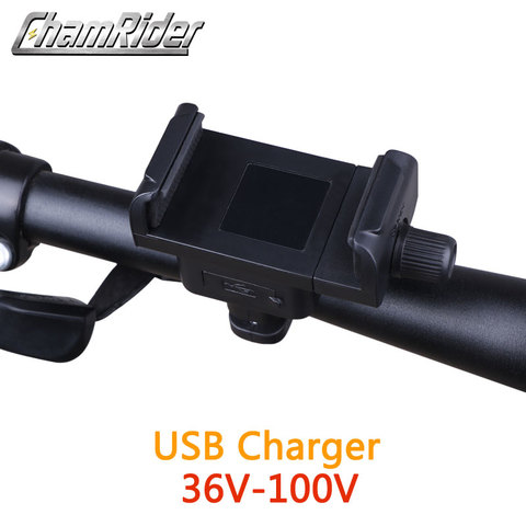 Vélo usb chargeur téléphone portable support pour téléphone portable support guidon 5 V chargeur entrée 36 V 48 V 72 V-100 V sortie 5 V 2A ► Photo 1/6