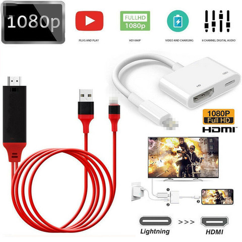 Câble 1080P pour iPhone mâle vers HDMI-câble femelle compatible HD AV adaptateur câble Support pour IPad Ipod IPhone IOS ► Photo 1/6