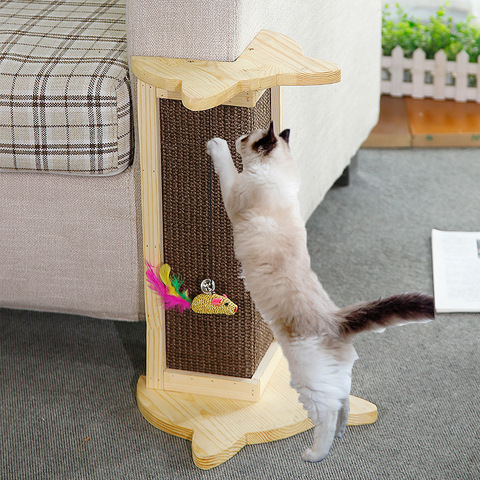 Pataugeoire d'angle pour chat | Meuble de canapé, protection d'angle mural pour chaton, tapis à gratter en Sisal avec jouets pour chats ► Photo 1/5