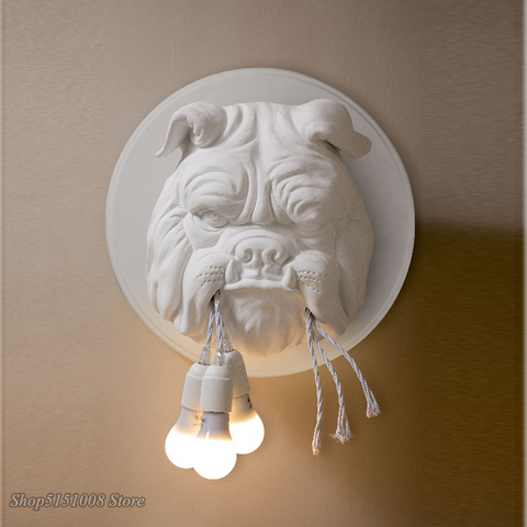 Lampe murale nordique pour animaux, éclairage créatif de designer, pour la salle à manger, l'étude, la chambre à coucher, KTV, bouledogue, luminaire décoratif de maison ► Photo 1/6