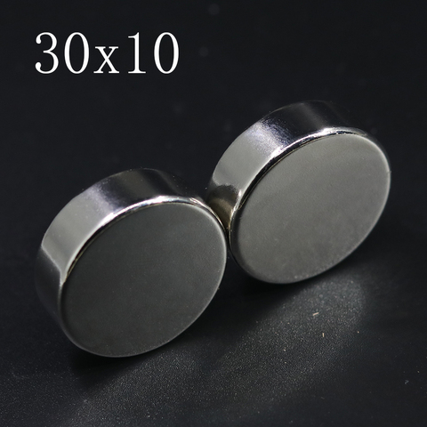 1/2/5 Pcs 30x10 néodyme aimant 30mm x 10mm N35 NdFeB rond Super puissant fort Permanent magnétique imanes disque 30x30 ► Photo 1/6