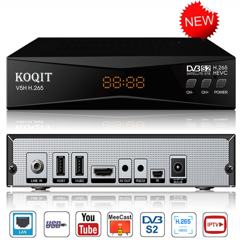 Koqit dvb s2 hevc 265 DVB-S2 récepteur Satellite récepteur de télévision par Satellite écran miroir décodeur IPTV DVB2IP Meecast Box h265 Youtube ► Photo 1/6