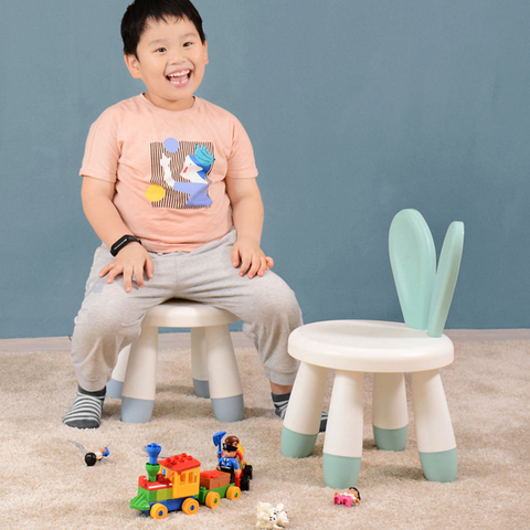 1Pc maison anti-dérapant chaise avec créatif lapin oreille en forme d'enfants tabourets, mignon maternelle enfants dossier chaises siège, bébé jouets ► Photo 1/6