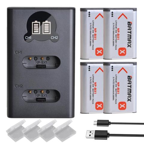 4 Pièces 1860mAh NP-BX1 NP BX1 Batterie + LCD USB Chargeur de Type C pour Sony DSC RX1 RX100 M3 M2 RX1R WX300 HX300 HX400 HX50 HX60 ► Photo 1/6