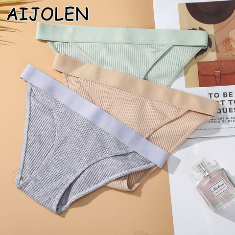 AIJOLEN mode coton slips Sexy culotte pour femmes sans couture culotte Bikini tongs femme Lingerie couleur unie dames sous-vêtements ► Photo 1/6