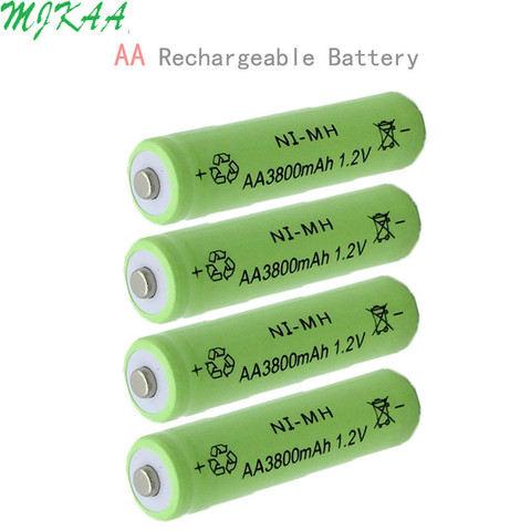 Batterie Nickel-hydrure métallique Rechargeable, vert Ni-MH 1.2V 3800mAh AA 14mm x 50mm, 4 pièces ► Photo 1/5