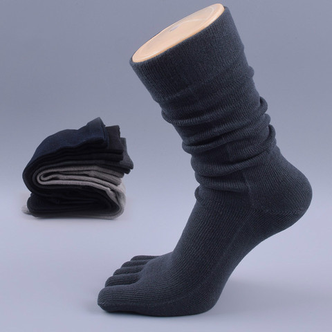 Chaude 5 paires marque hommes d'affaires robe cinq doigts orteil chaussettes haute cheville coton longue Sox haute qualité Sokken MKB001 ► Photo 1/6