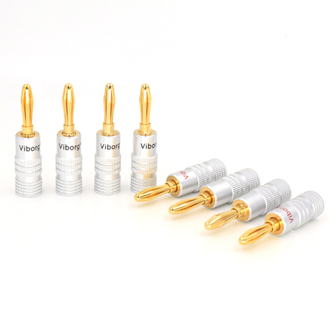 Viborg X24pcs 4mm haut-parleur fiches bananes 24K plaqué or vis haut-parleur câble rallonge adaptateur jack ► Photo 1/6