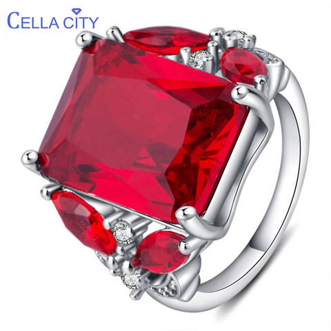 Cellacity – bague en rubis de luxe pour femmes, pierres précieuses à géométrie, argent 925, bijoux plante papillon, accessoires de mariage, vente en gros ► Photo 1/6