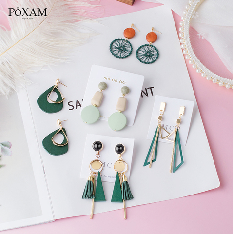 Nouveau coréen rond balancent boucles d'oreilles goutte 2022 pour les femmes mode mariage bijoux géométrique carré or boucles d'oreilles déclaration Brincos ► Photo 1/6