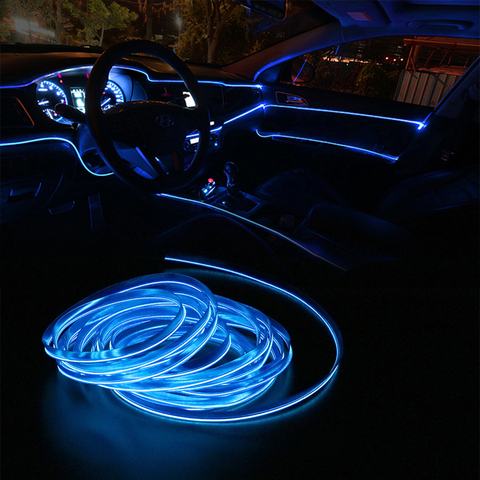 EL fil voiture néon décoration lumineuse LED bande tableau de bord lumière ambiante pour Volkswagen POLO Golf 5 6 7 Passat B5 B6 Bora MK5 Tiguan ► Photo 1/6